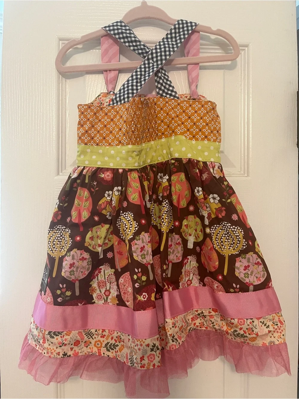 Matilda Jane Brown Floral Dress with Pink Accents